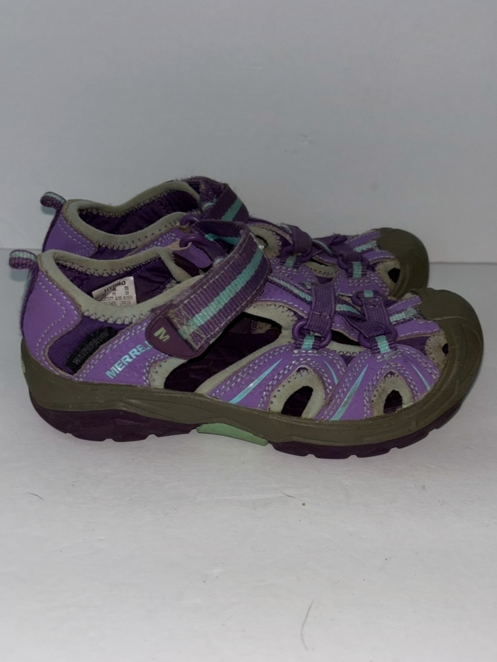 Merrell Hydro Hiker Purple Blue Kids Water Sandals Washable Play Shoes Size 12